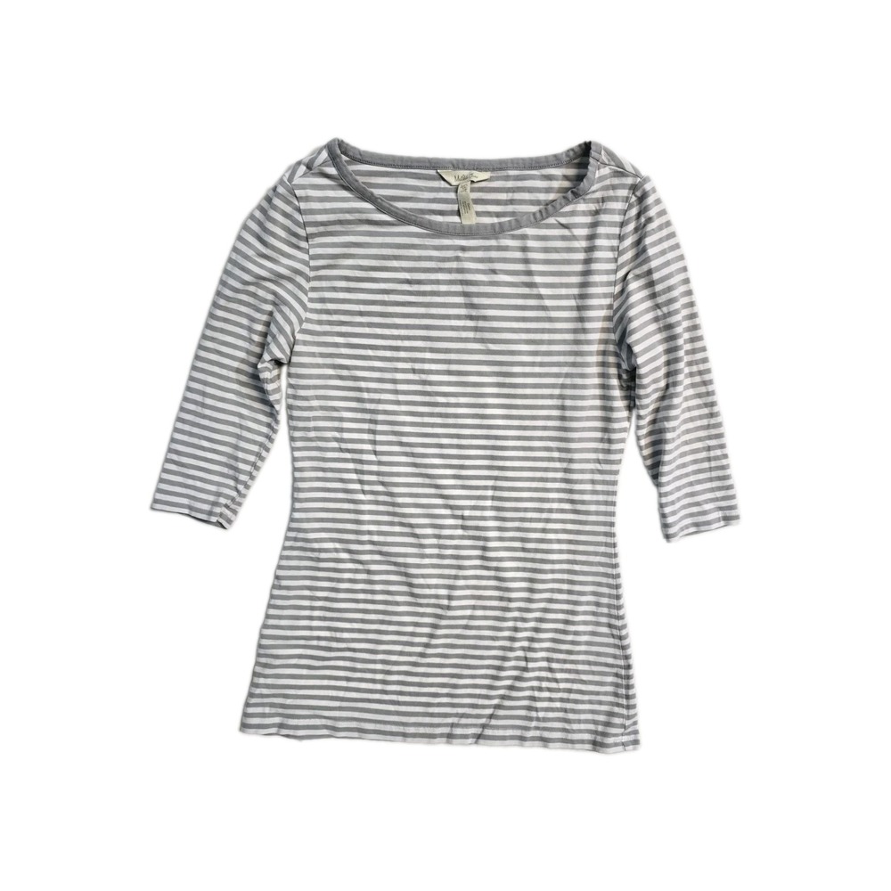 matilda jane Women's XS 3/4 Long Sleeves Shirt Gray White Stripes